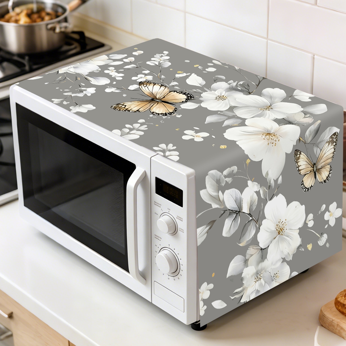 Kitchen Appliances In White - 1 st Witte Bloem Magnetron Stofkap