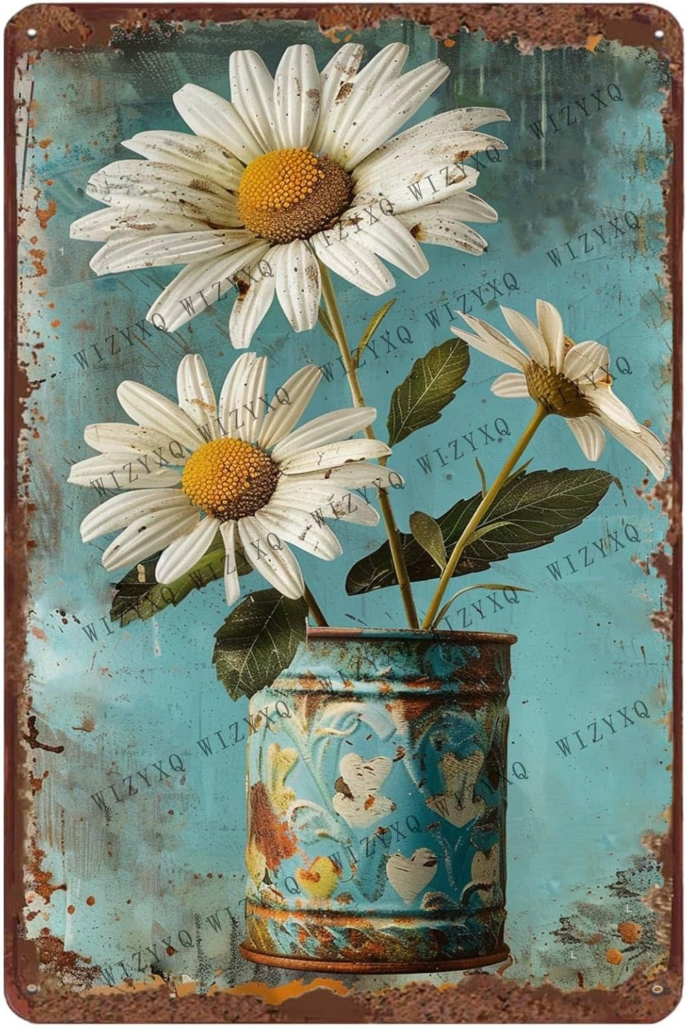 Kitchen Appliances In White - Metalen borden Witte Daisy Flower Vintage