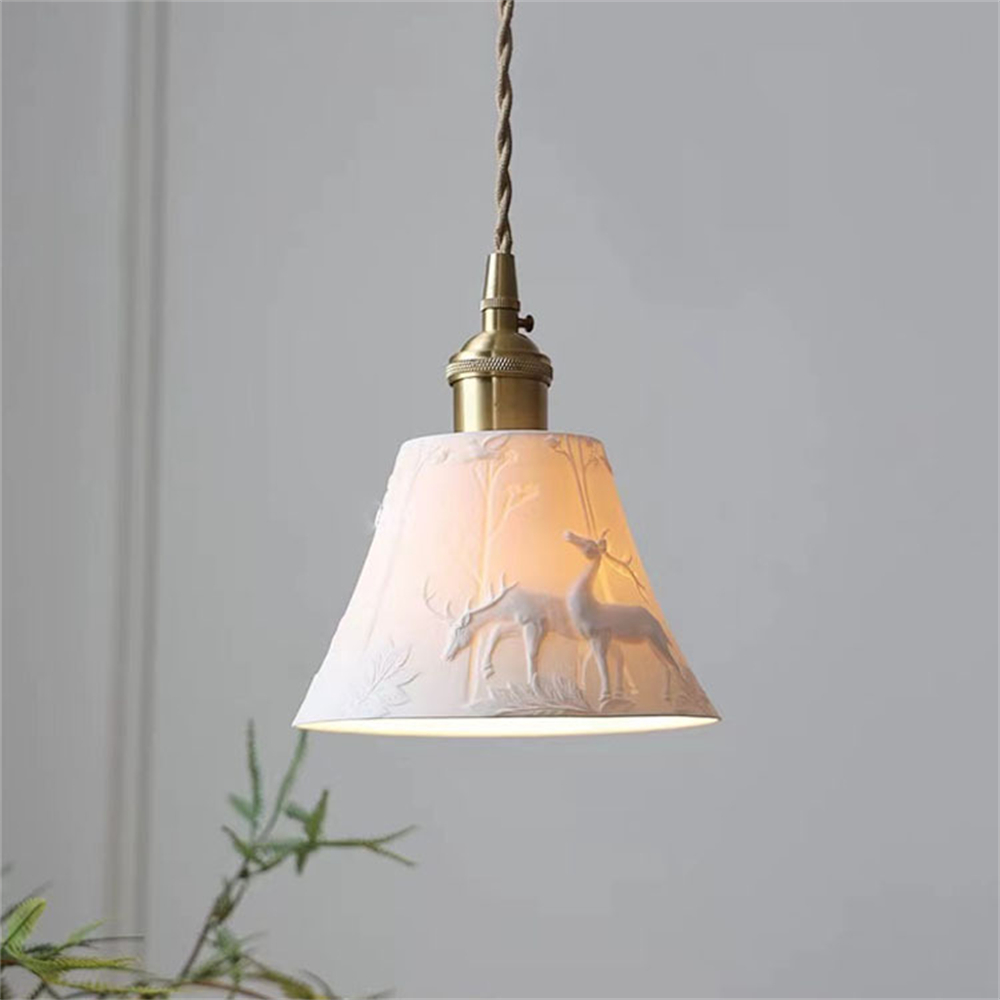 Kitchen Appliances In White - Moderne Plafond Hanglamp Rustieke Keramische Lampenkap