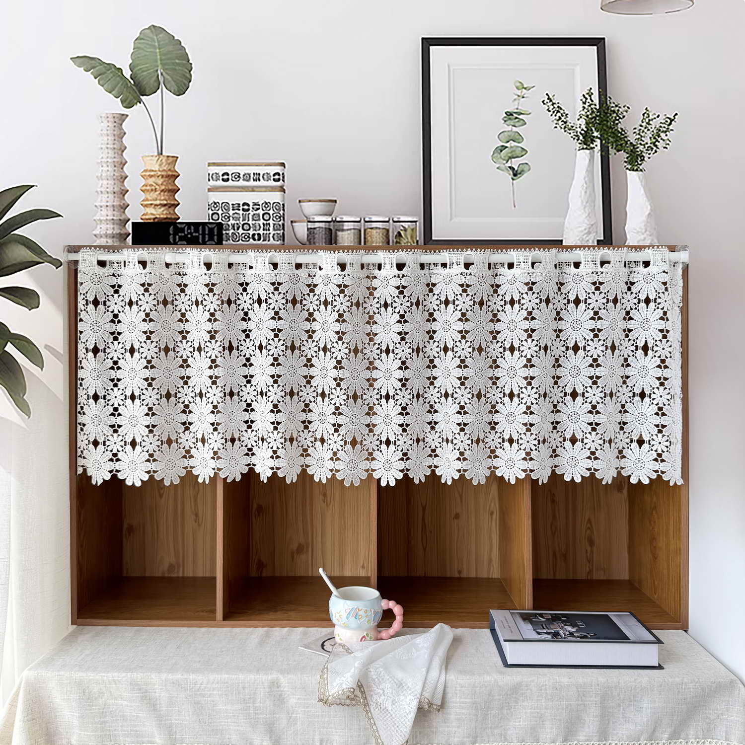 Wit romantisch bloemenkantgord - Kitchen Appliances In White recensie en prijs